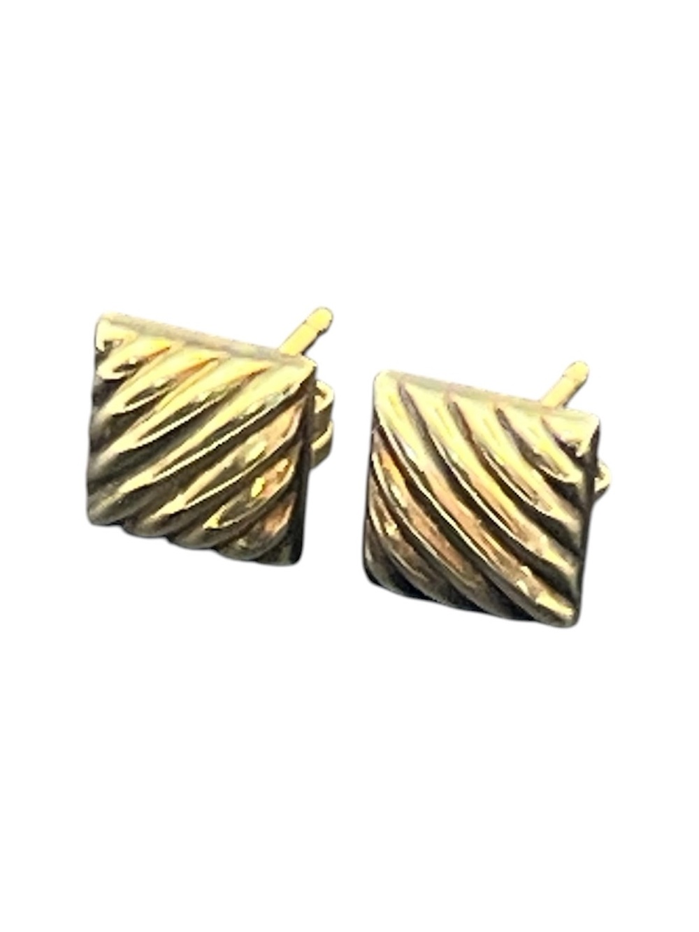 14k gold filled swirl ribbed square vintage stud earrings
